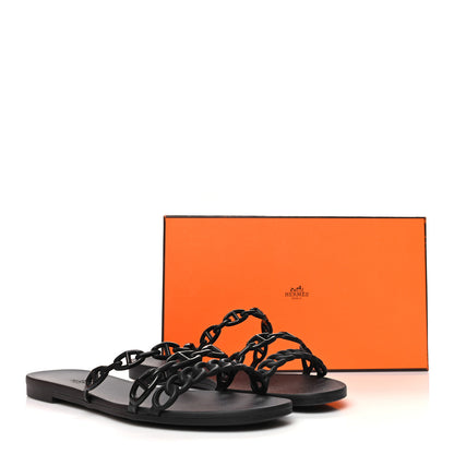 Hermes Rubber Chaine d'Ancre Rivage Sandals 40 Black 8 of 8