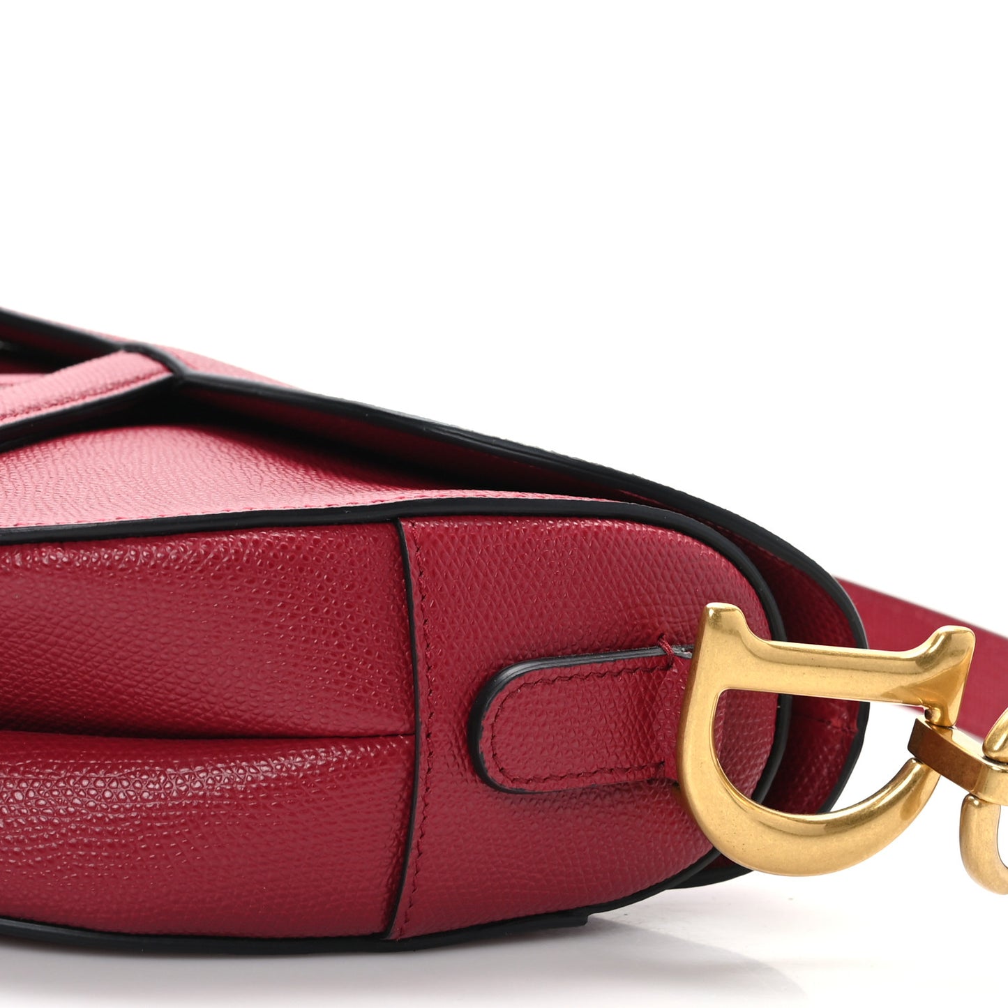 Grained Calfskin Saddle Bag Red