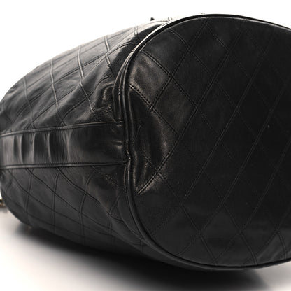 Chanel Lambskin Diamond Stitched CC Drawstring Shoulder Bag Black 8 of 11
