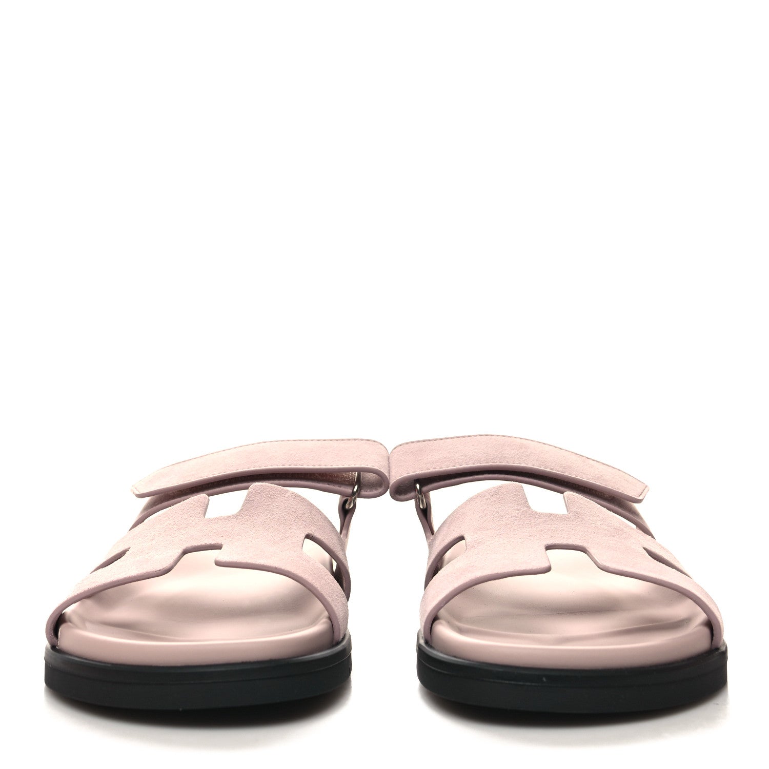 Hermes Suede Goatskin Womens Chypre Sandals 38 Rose Porcelaine 2 of 9