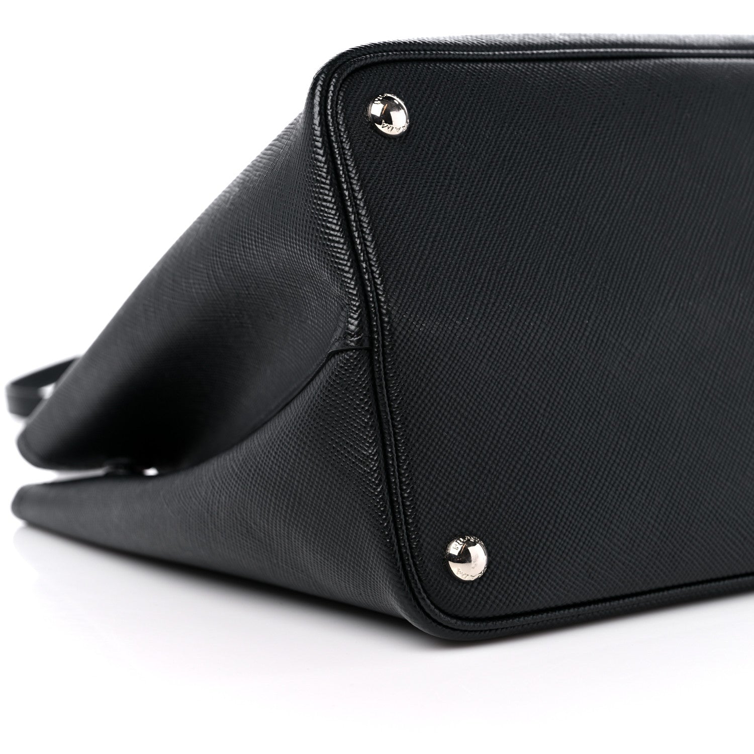 Prada Saffiano Cuir Medium Double Handle Tote Black Fuoco 7 of 13