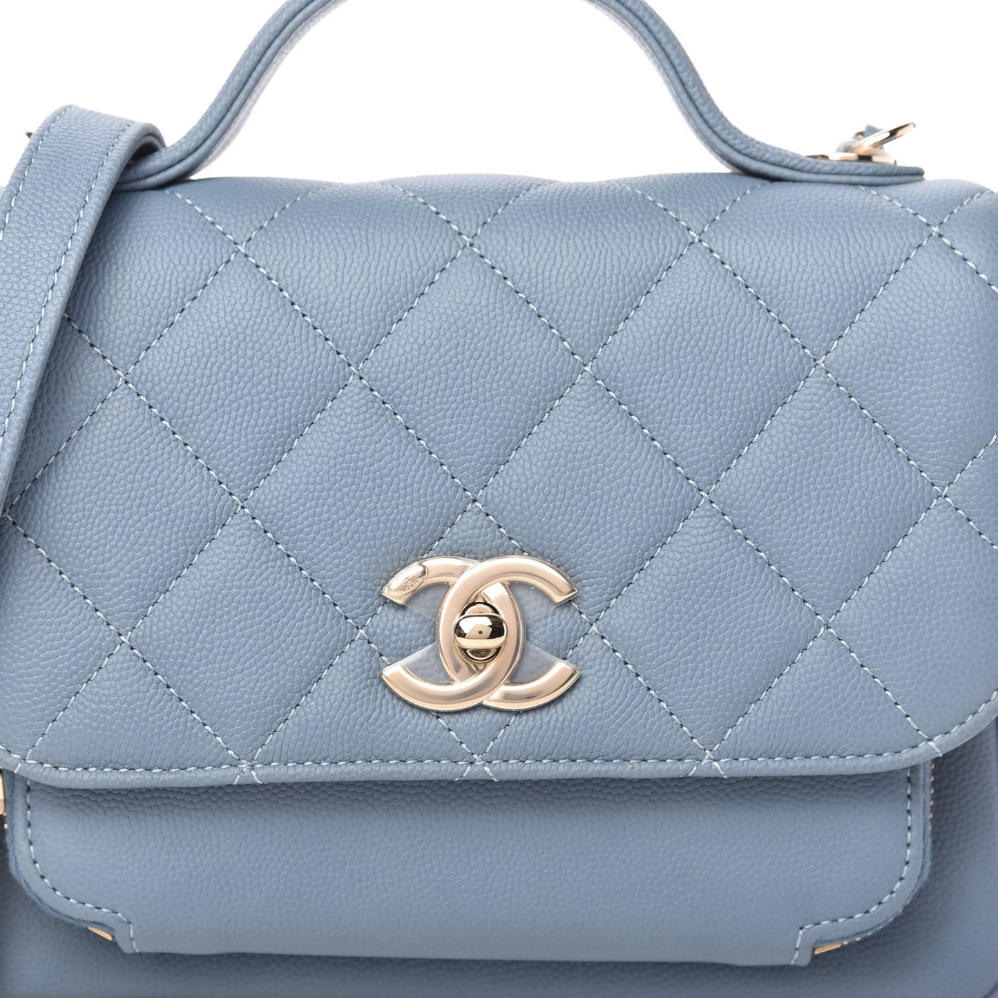 Caviar Quilted Mini Business Affinity Flap Light Blue