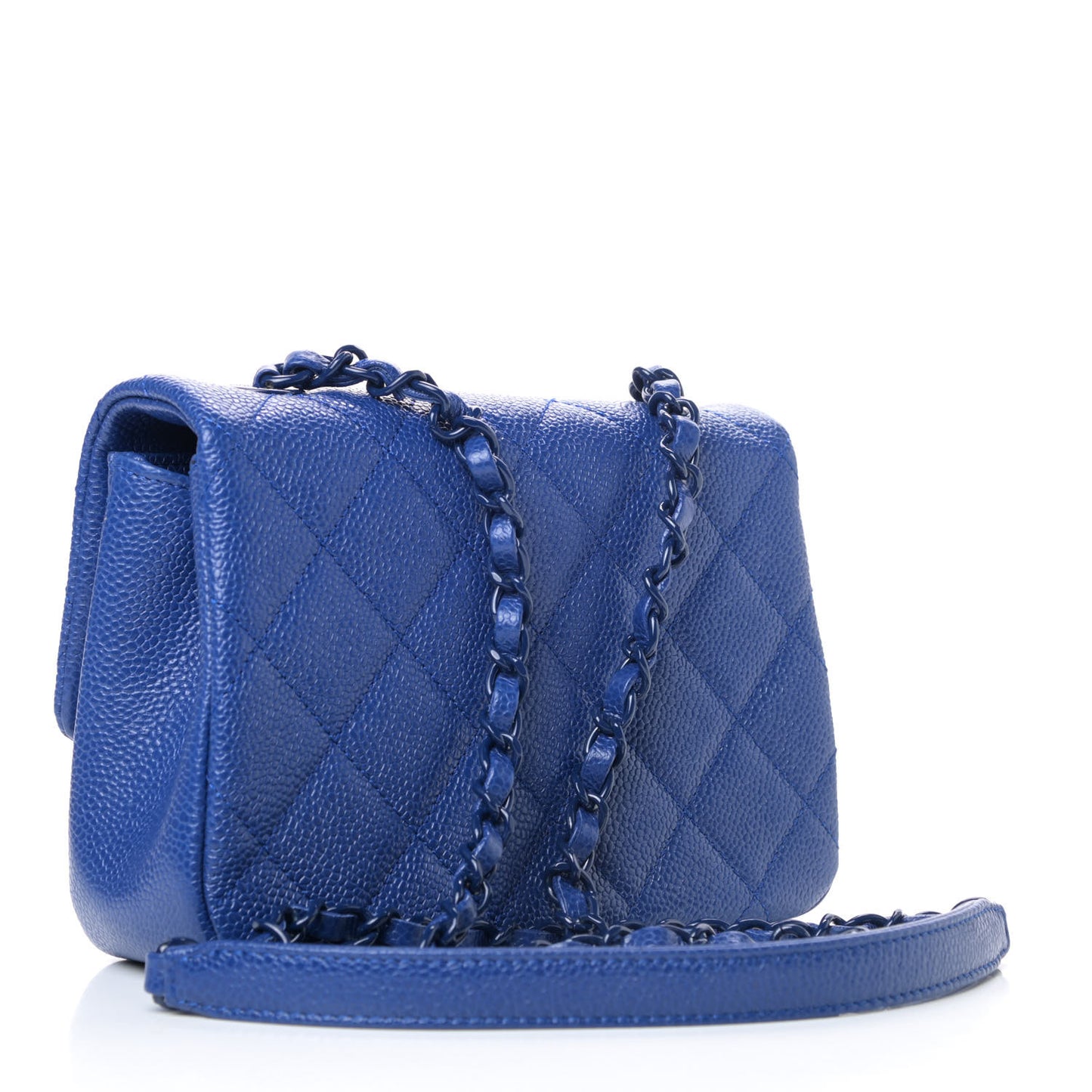 Caviar Quilted Incognito Mini Square Flap Dark Blue
