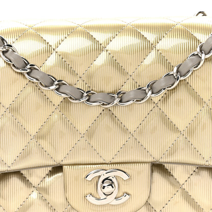 Chanel Striated Patent Quilted Medium Double Flap Gold 8 of 11