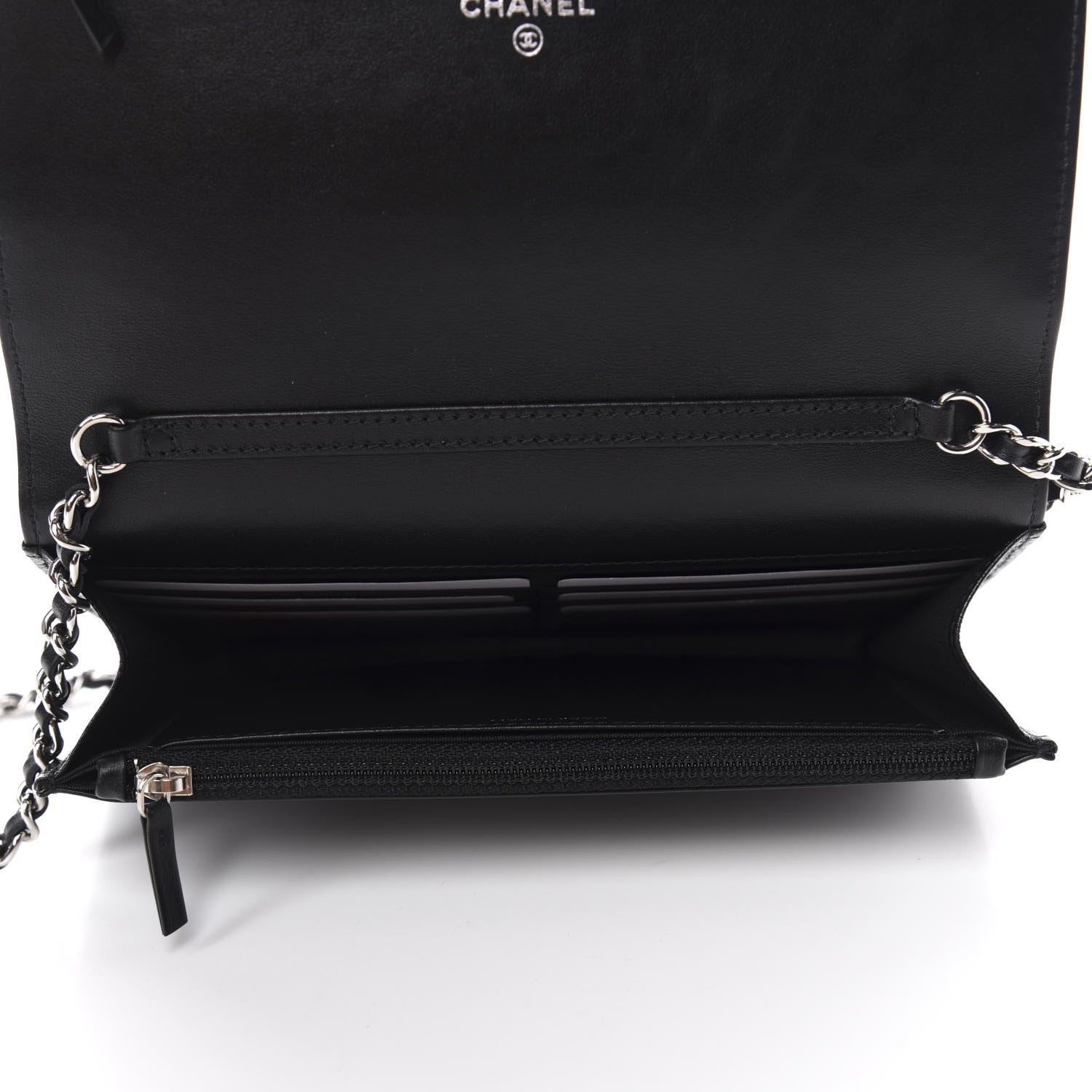 Chanel Caviar Camellia Embossed Wallet On Chain WOC Black 5 of 12