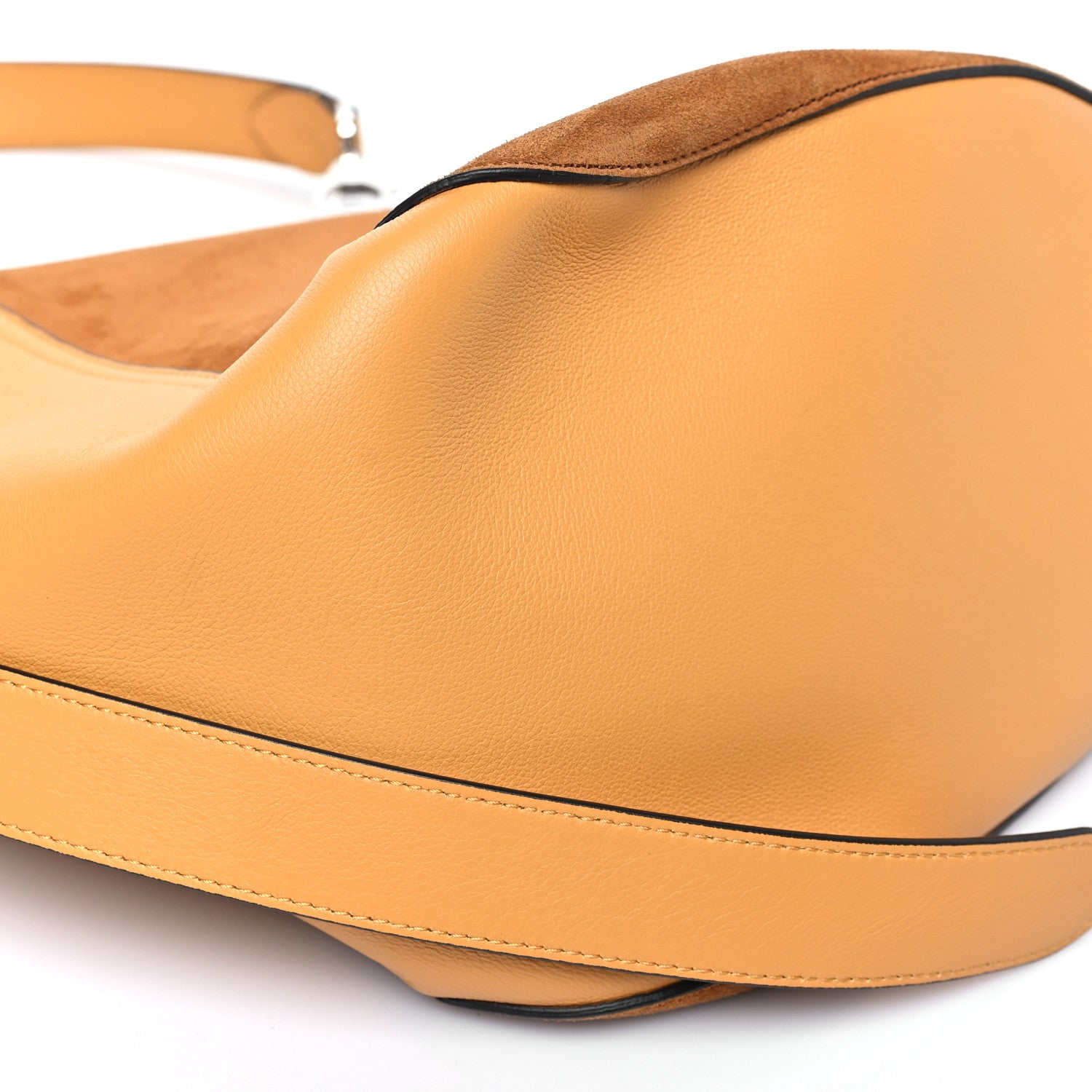 Lanvin Suede Calfskin Hook Bag Brown Yellow 9 of 10