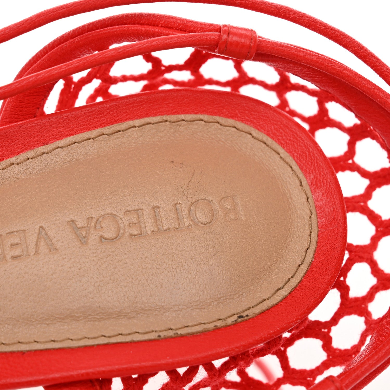 Bottega Veneta Mesh Nappa Stretch Ankle Tie Sandals 36 Tomato 11 of 13