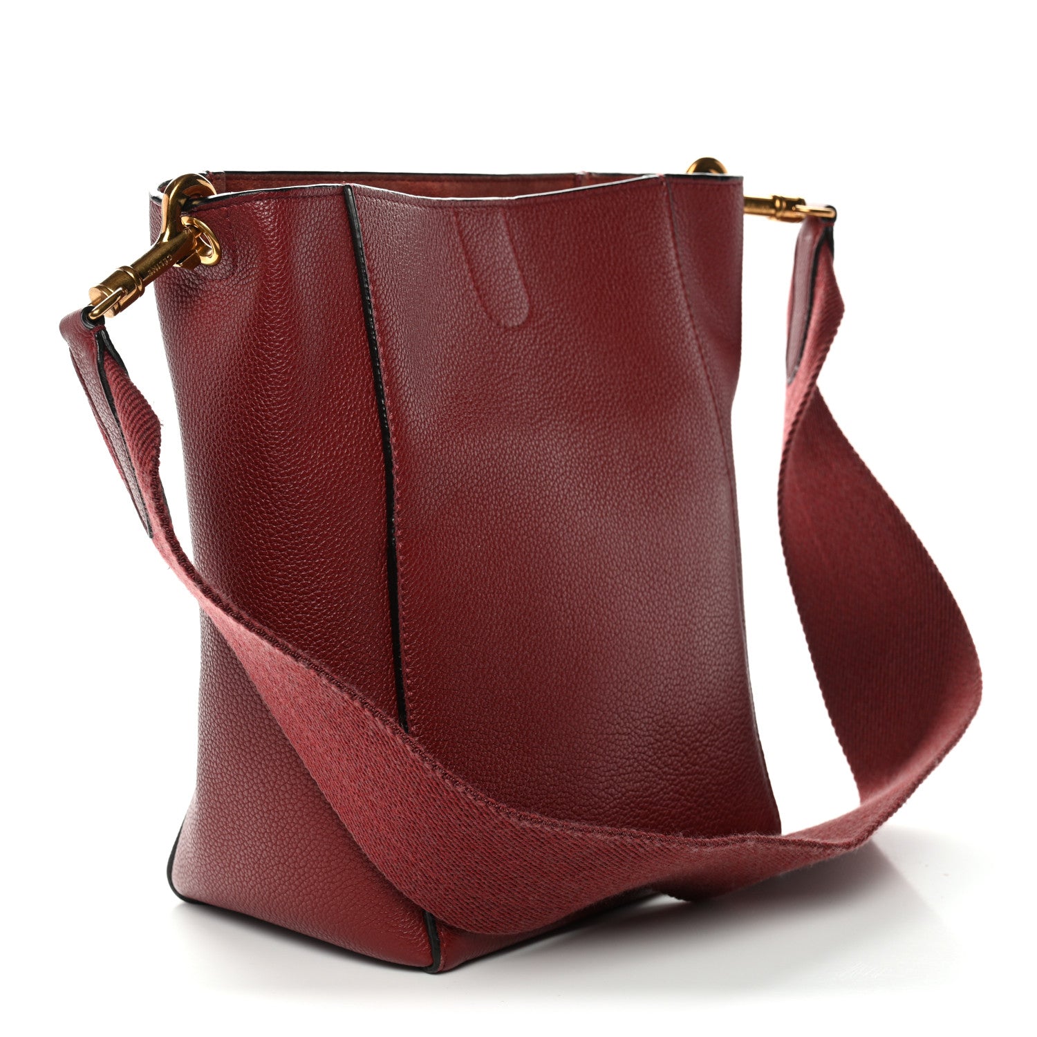 Celine Soft Grained Calfskin Small Sangle Bucket Bag Burgundy 3 of 12