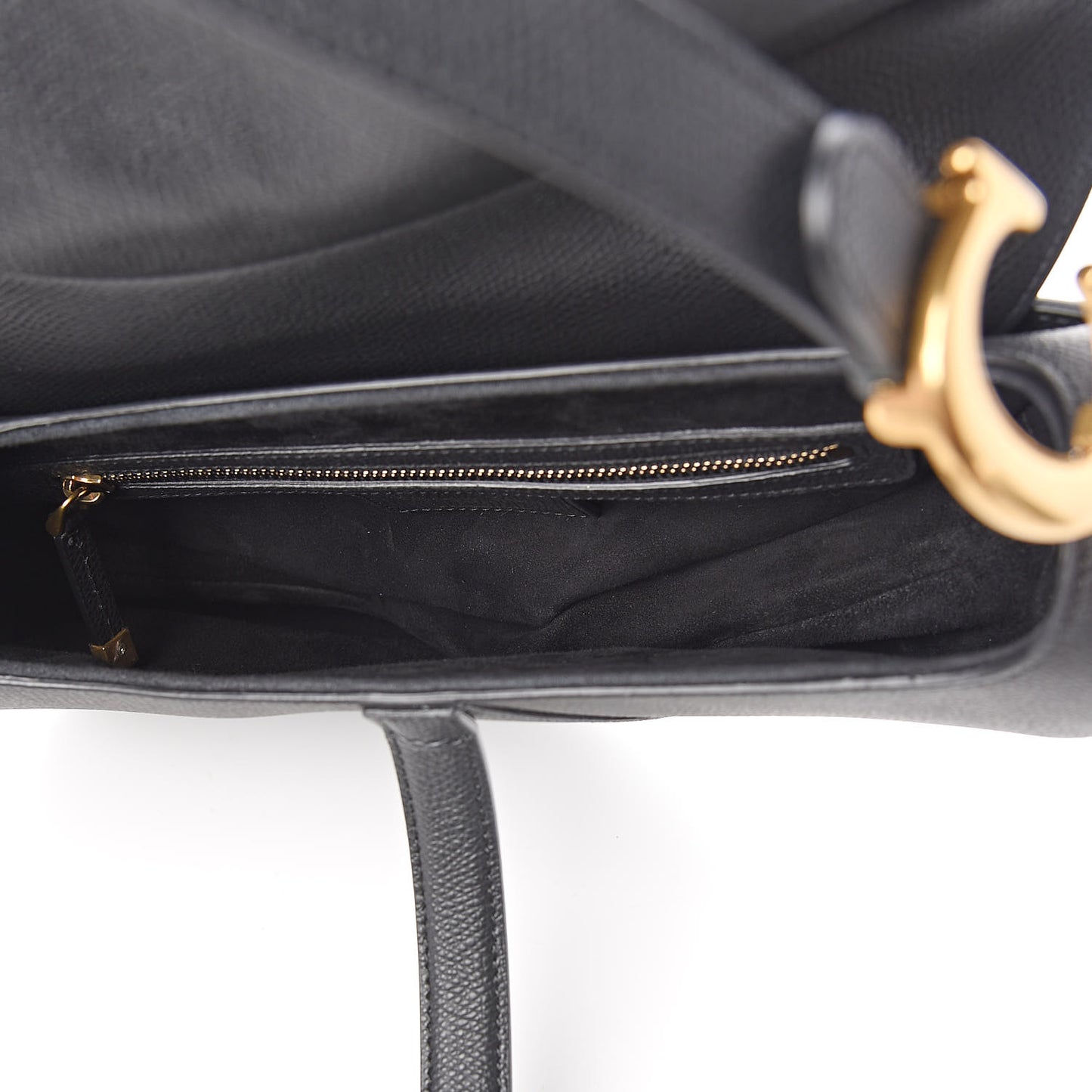 Grained Calfskin Saddle Bag Black