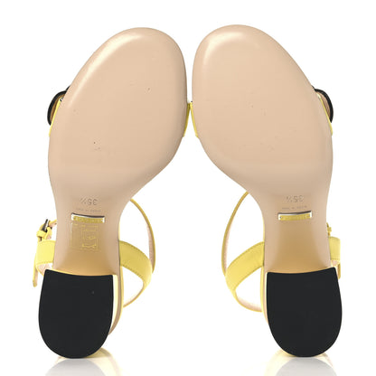 Gucci Lifford Calfskin GG Marmont Ankle Wrap 75mm Sandals 35.5 Banana 6 of 10