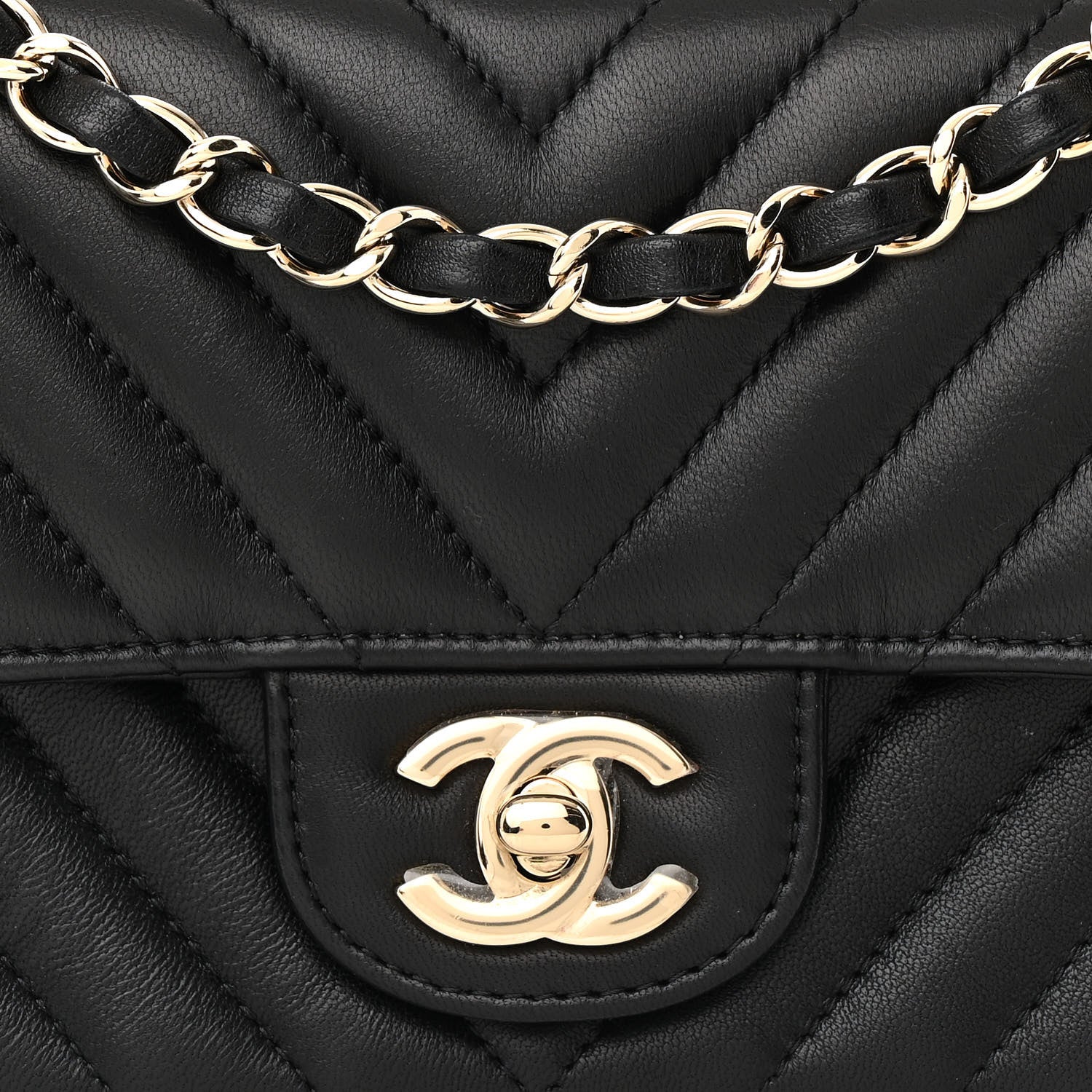 Chanel Lambskin Chevron Quilted Mini Rectangular Flap Black 8 of 16