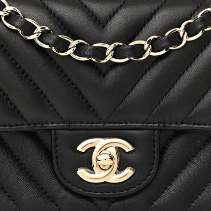 Chanel Lambskin Chevron Quilted Mini Rectangular Flap Black 8 of 16