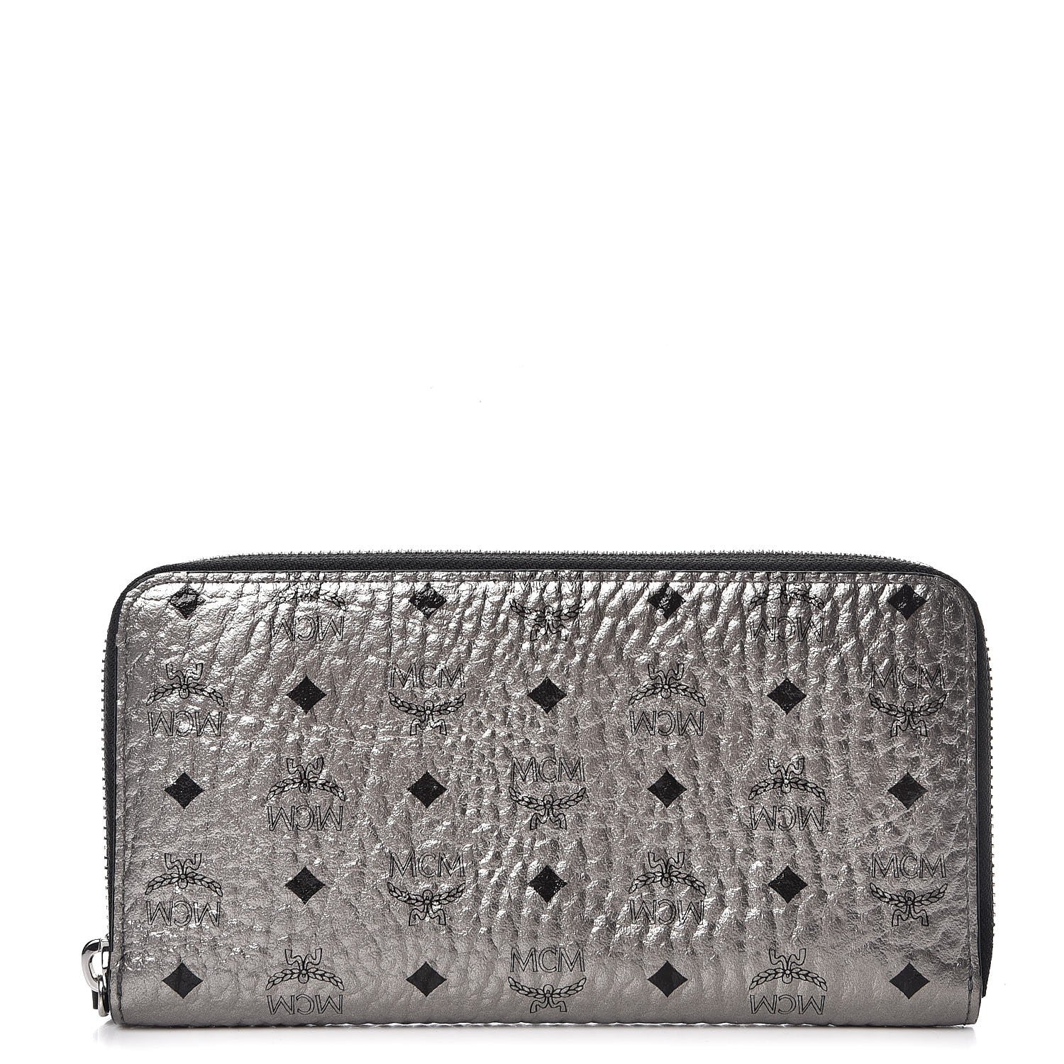MCM Visetos Large Zip Around Wallet Silver 1 of 11