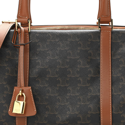 Celine Triomphe Canvas Calfskin Boston Bag Tan 8 of 22