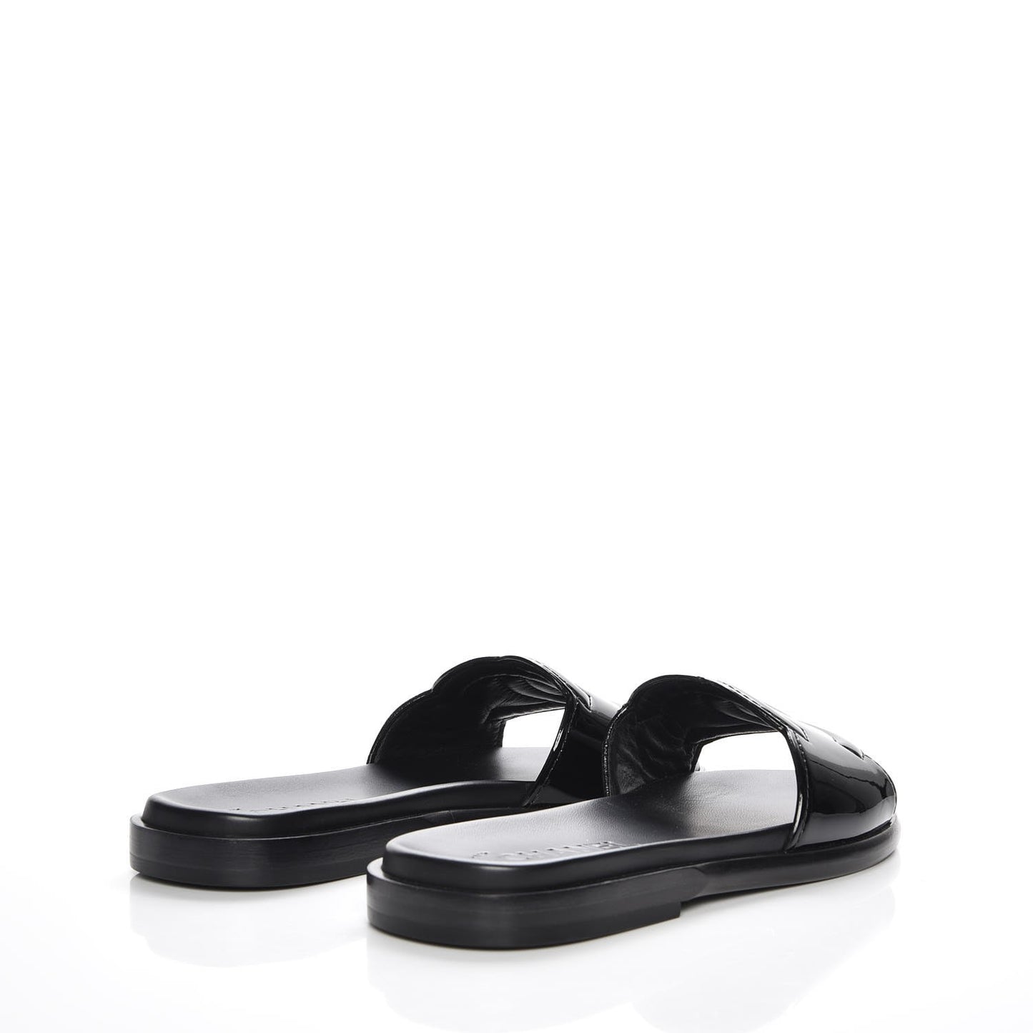 Patent Calfskin CC Slip On Mules 36 Black