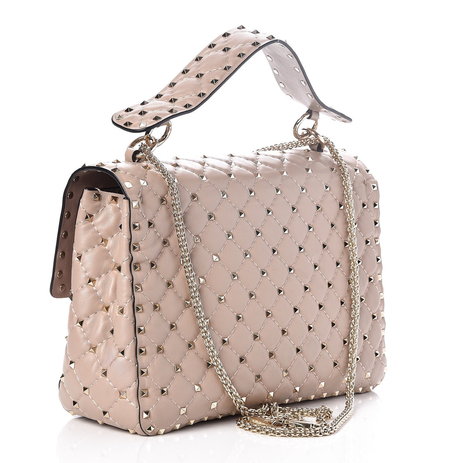 Valentino Garavani Nappa Large Rockstud Spike Shoulder Bag Poudre 3 of 7