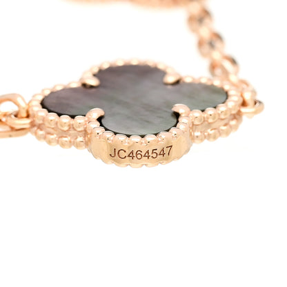 Van Cleef & Arpels 18K Rose Gold Diamond Gray Mother of Pearl 5 Motifs Vintage Alhambra Bracelet 4 of 4