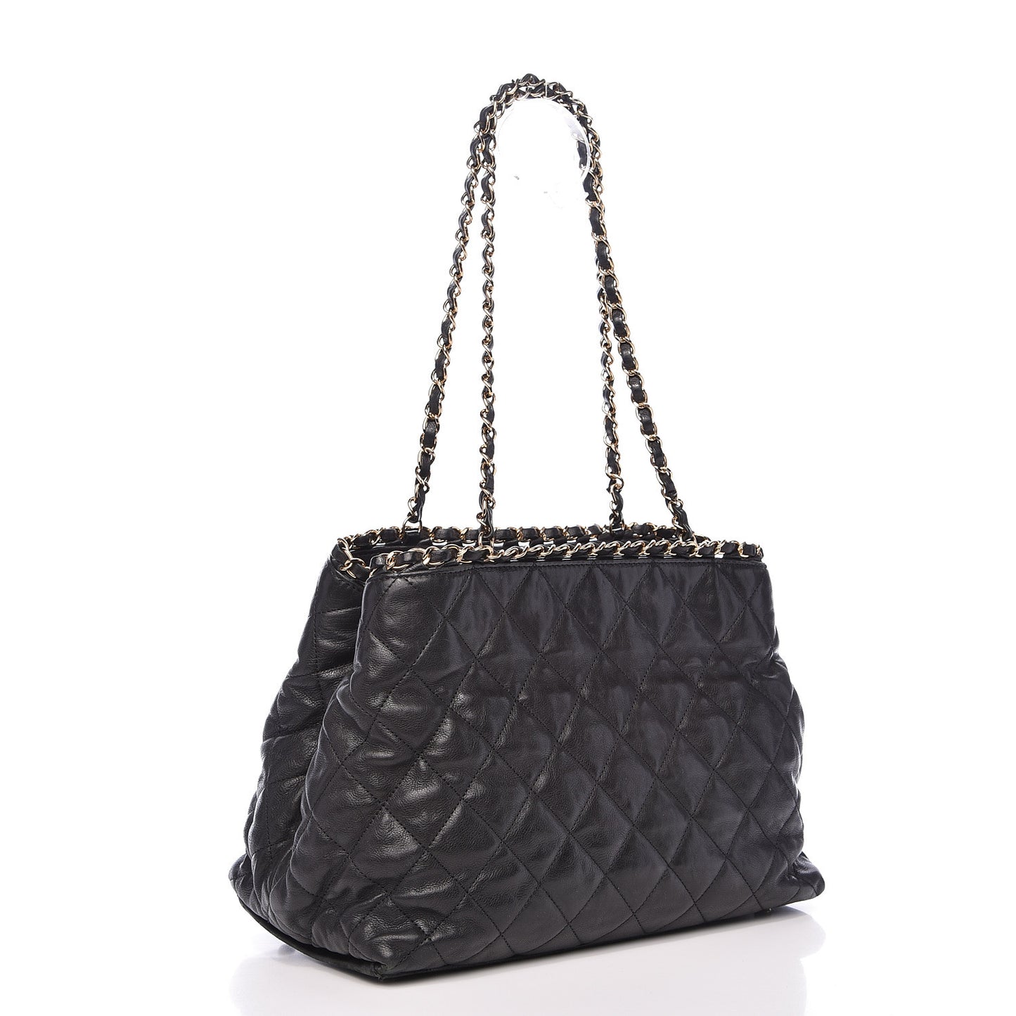 Calfskin Quilted Small Chain Me Tote Black