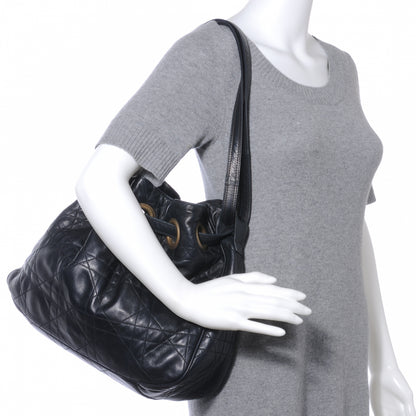 Christian Dior Lambskin Cannage Drawstring Bag Black 2 of 7