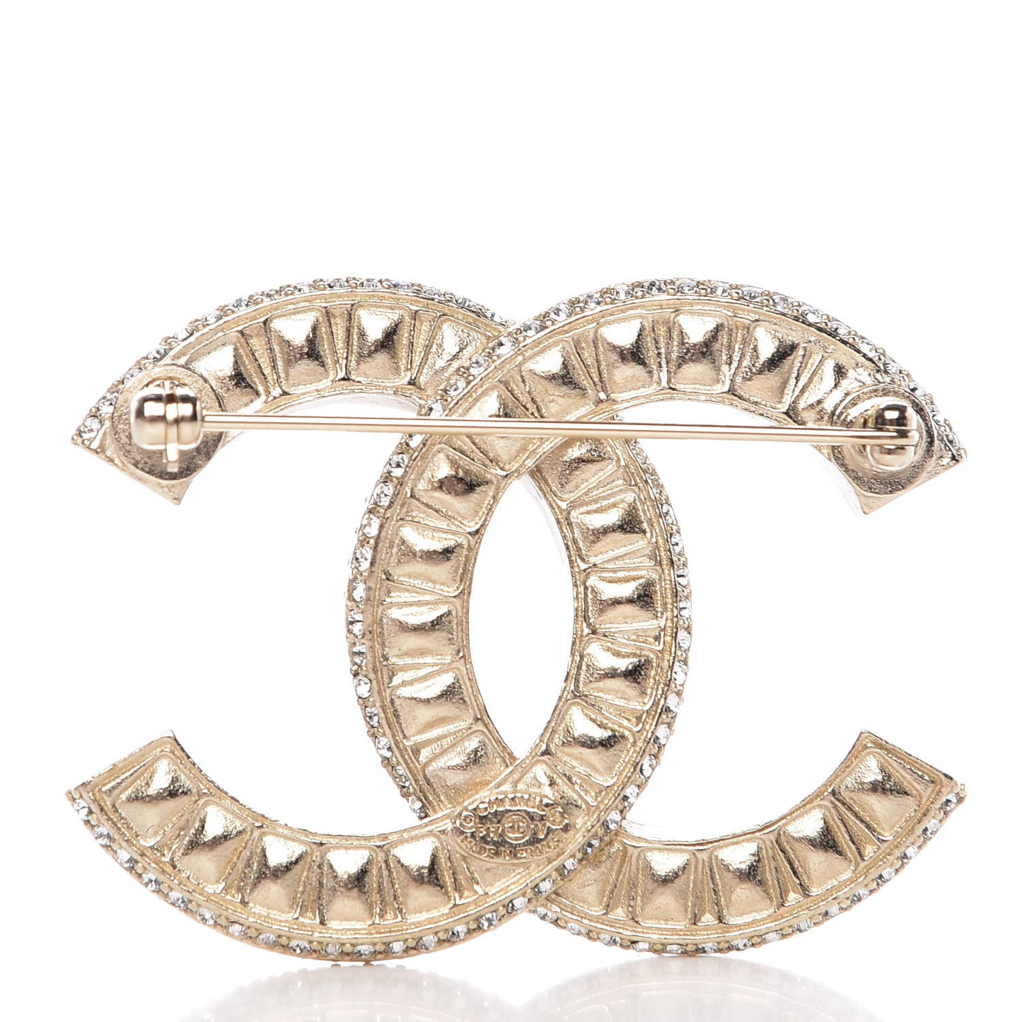 Baguette Crystal CC Brooch Gold