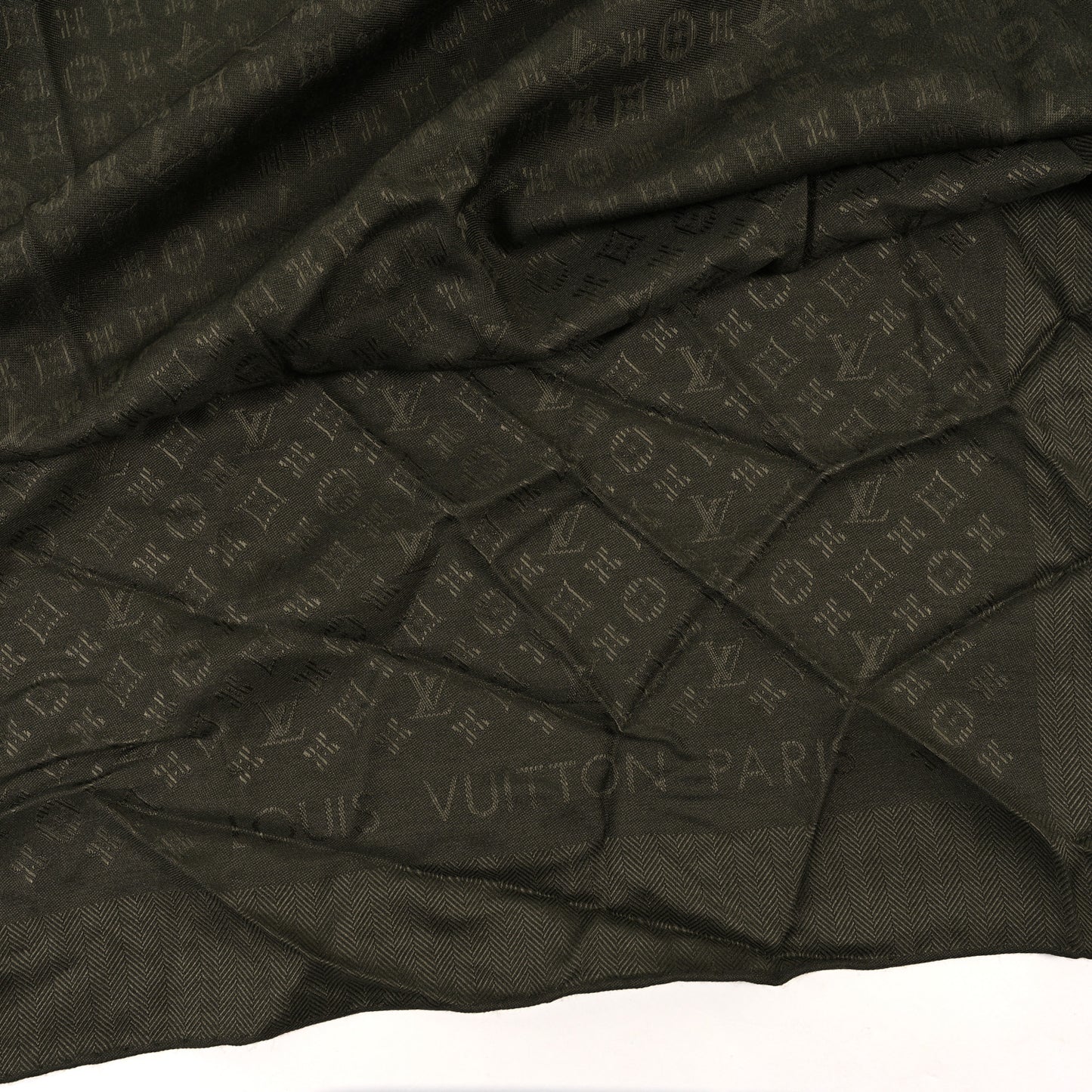 Wool Silk Monogram Evermore Shawl Kaki