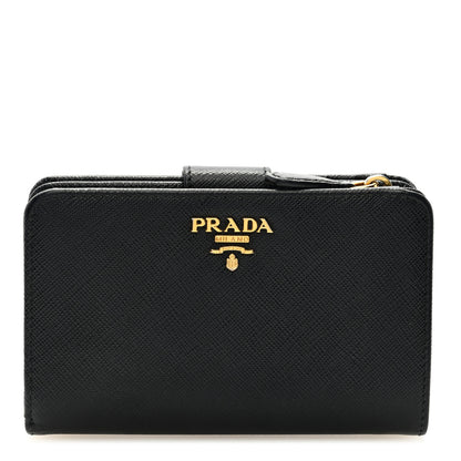 Prada Saffiano Compact Wallet Black 1 of 6