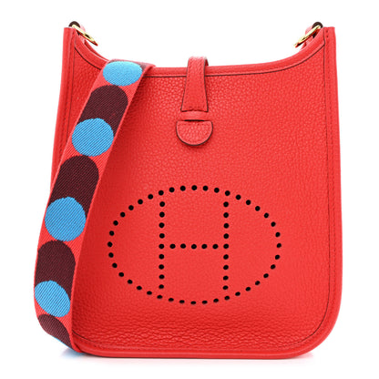 Hermes Taurillon Maurice Flipperball Sangle Evelyne TPM Rouge De Coeur Bleu Frida 1 of 11