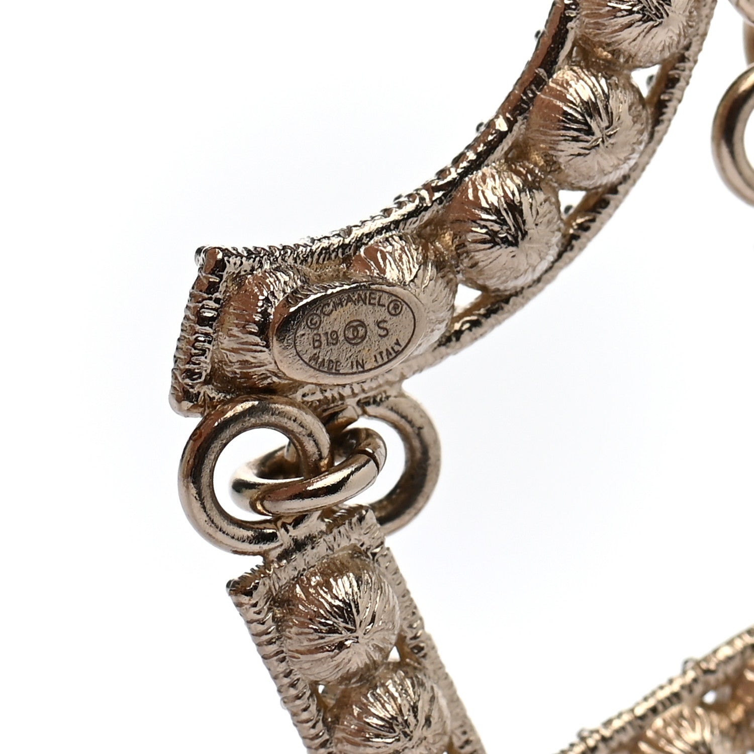 Chanel Crystal Cha-Nel Logo Drop Earrings Gold 4 of 4