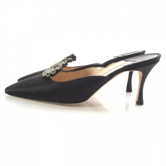 FASHIONPHILE MANOLOBLAHNIKSatinCrystalSlides40Black 2 of 8