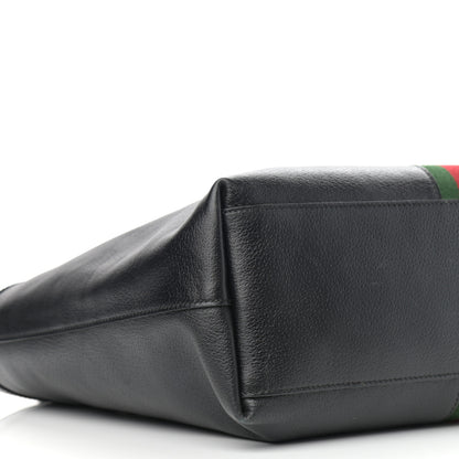 Gucci Textured Calfskin Web Medium Ophidia Shopping Tote Black 9 of 13
