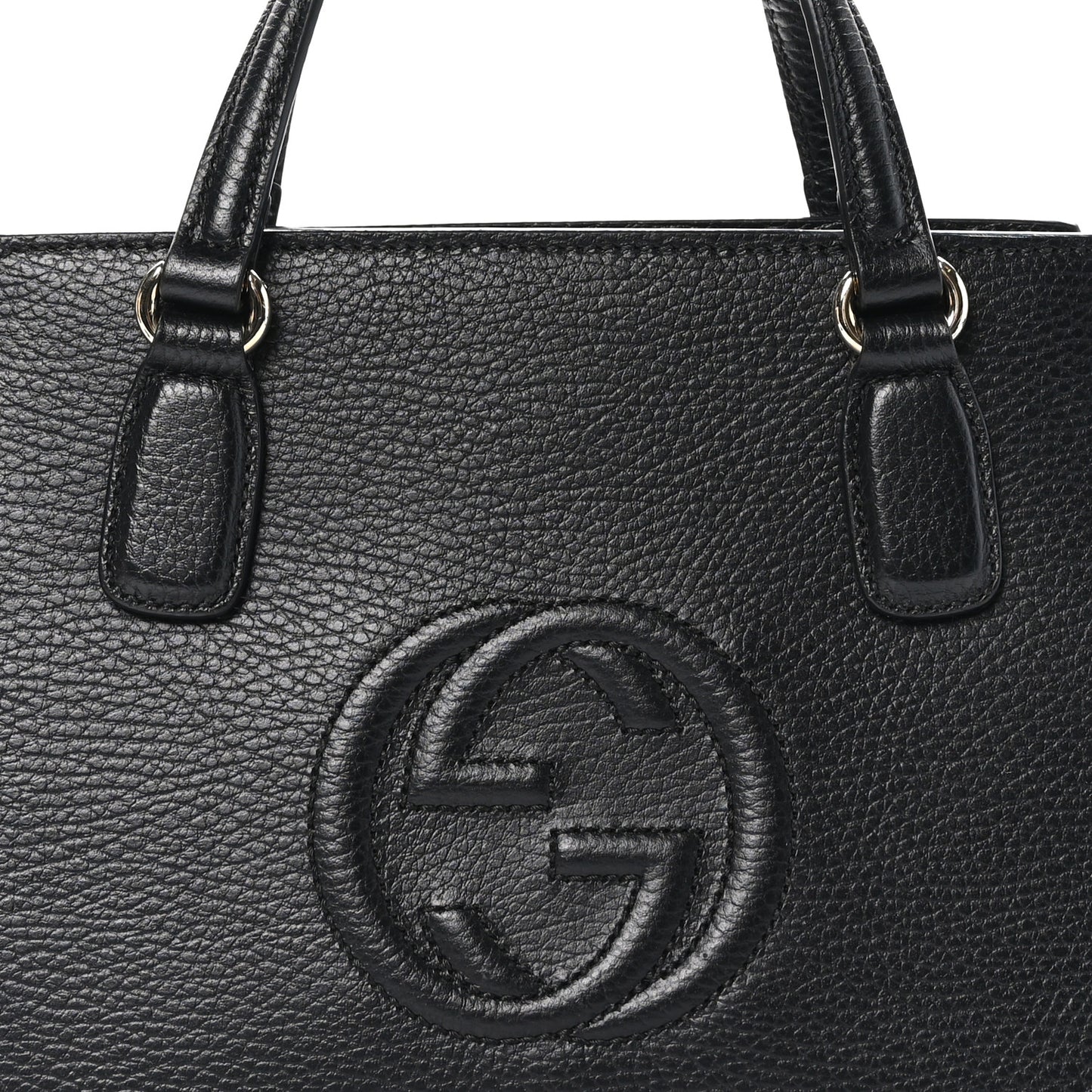 Pebbled Calfskin Medium Soho Top Handle Satchel Black