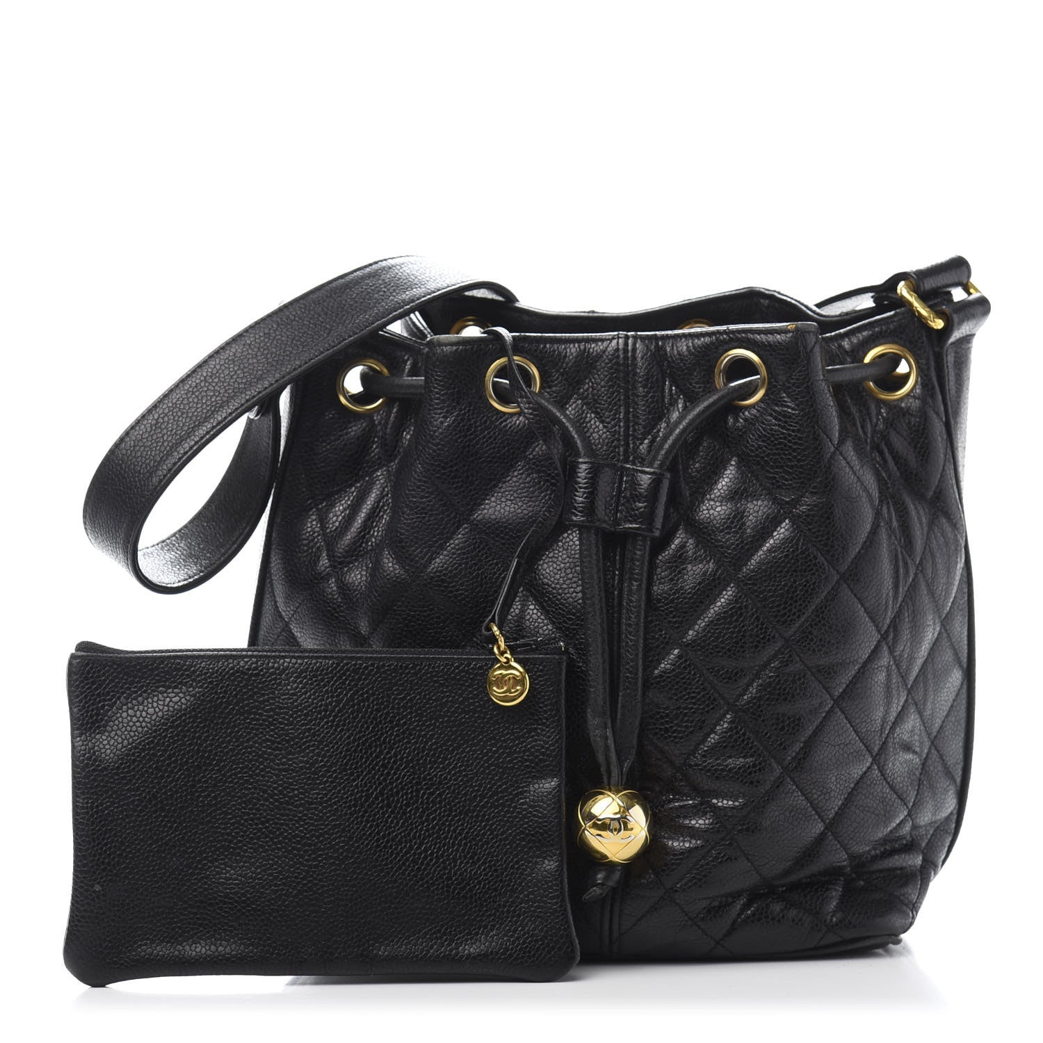 Chanel Caviar Quilted Drawstring Shoulder Bag Black 1 of 16