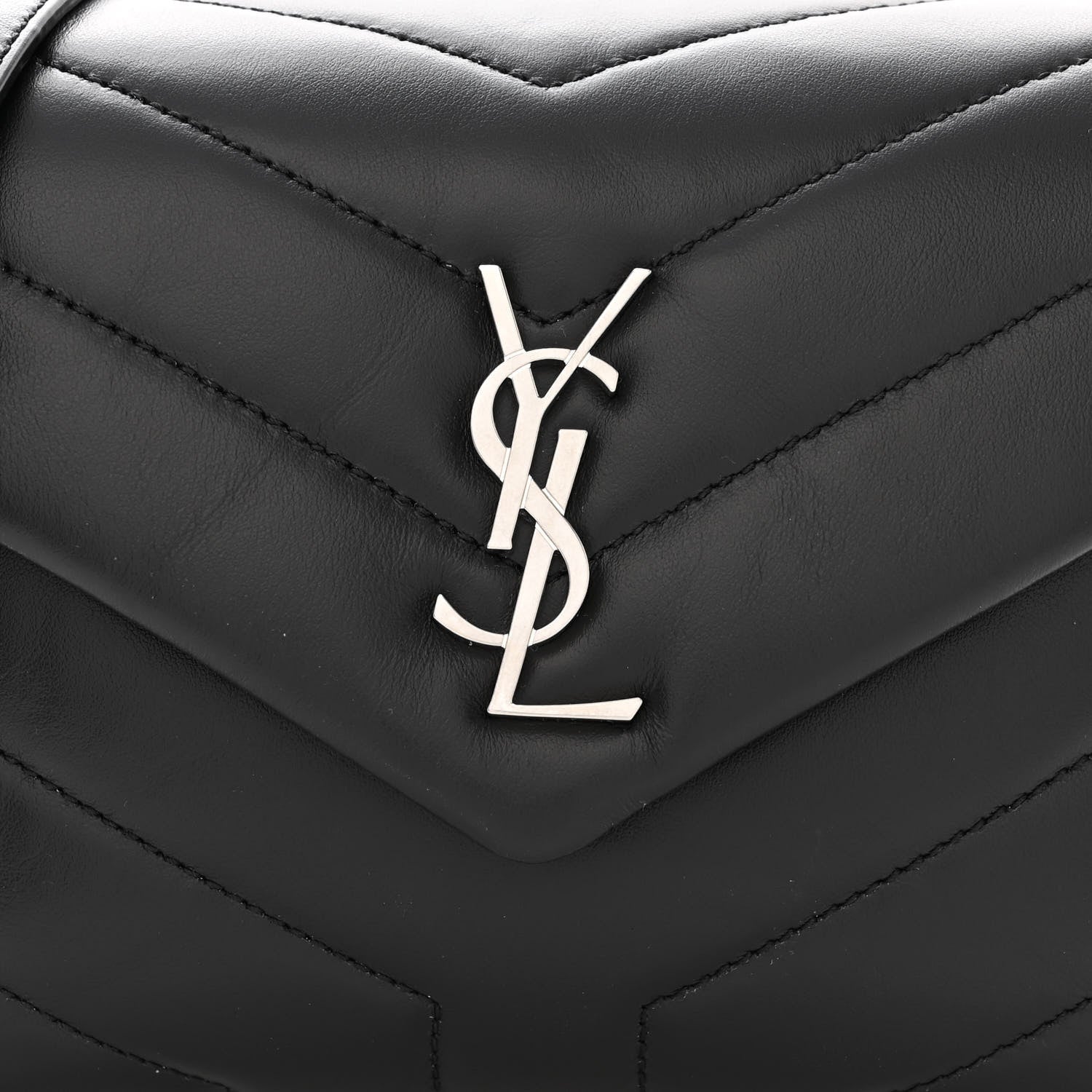Saint Laurent Calfskin Y Quilted Monogram Toy Loulou Crossbody Bag Black 7 of 11