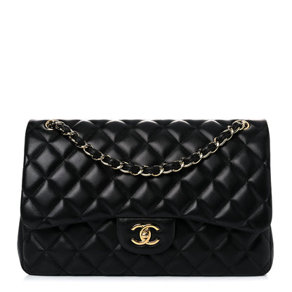 Chanel Lambskin Quilted Jumbo Double Flap Black 1 of 16