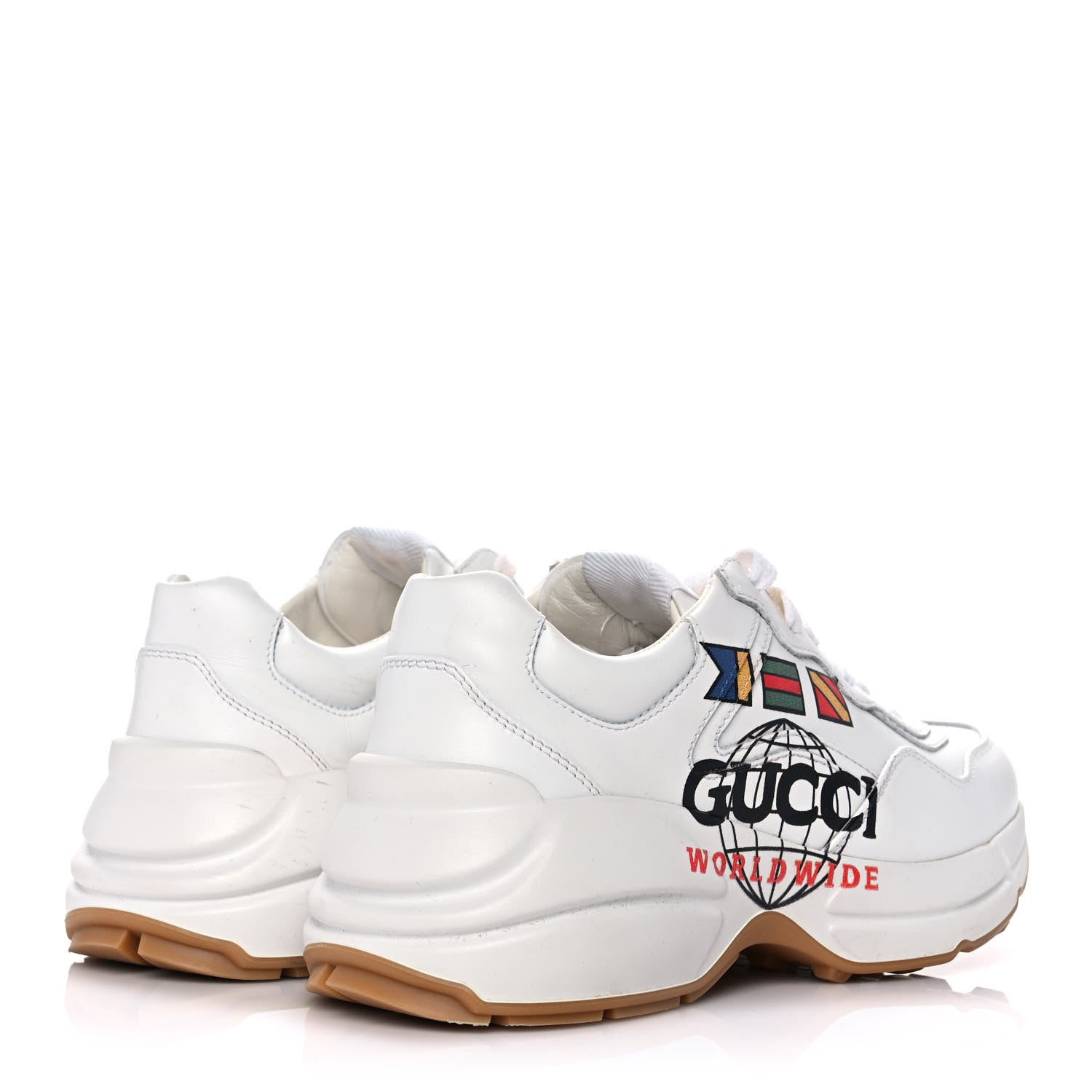 Gucci Calfskin Worldwide Womens Rhyton Sneakers 35.5 Great White 4 of 11