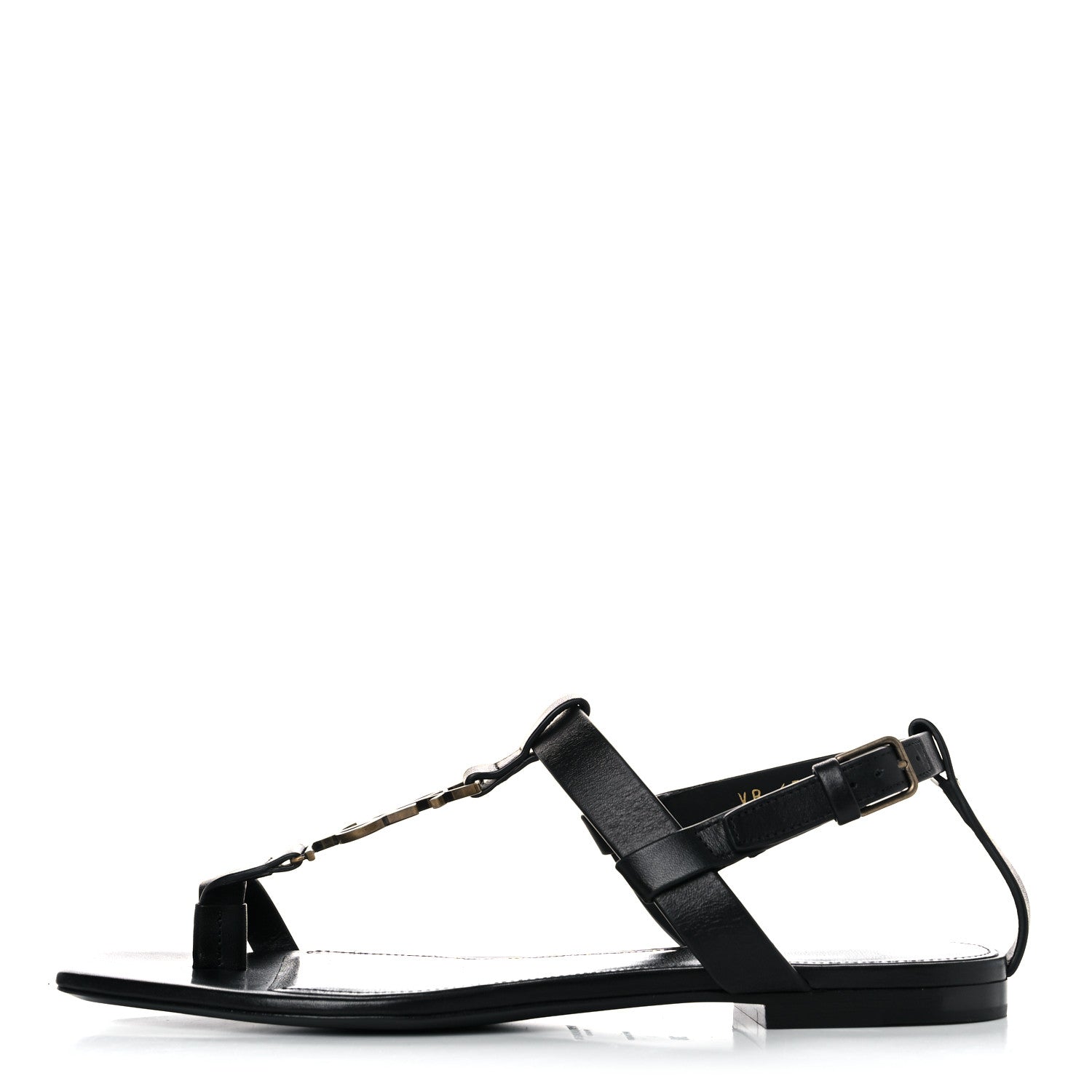 Saint Laurent Patent Calfskin Cassandra Monogram Sandals 38 Black 1 of 11