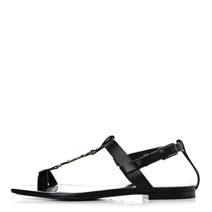 Saint Laurent Patent Calfskin Cassandra Monogram Sandals 38 Black 1 of 11