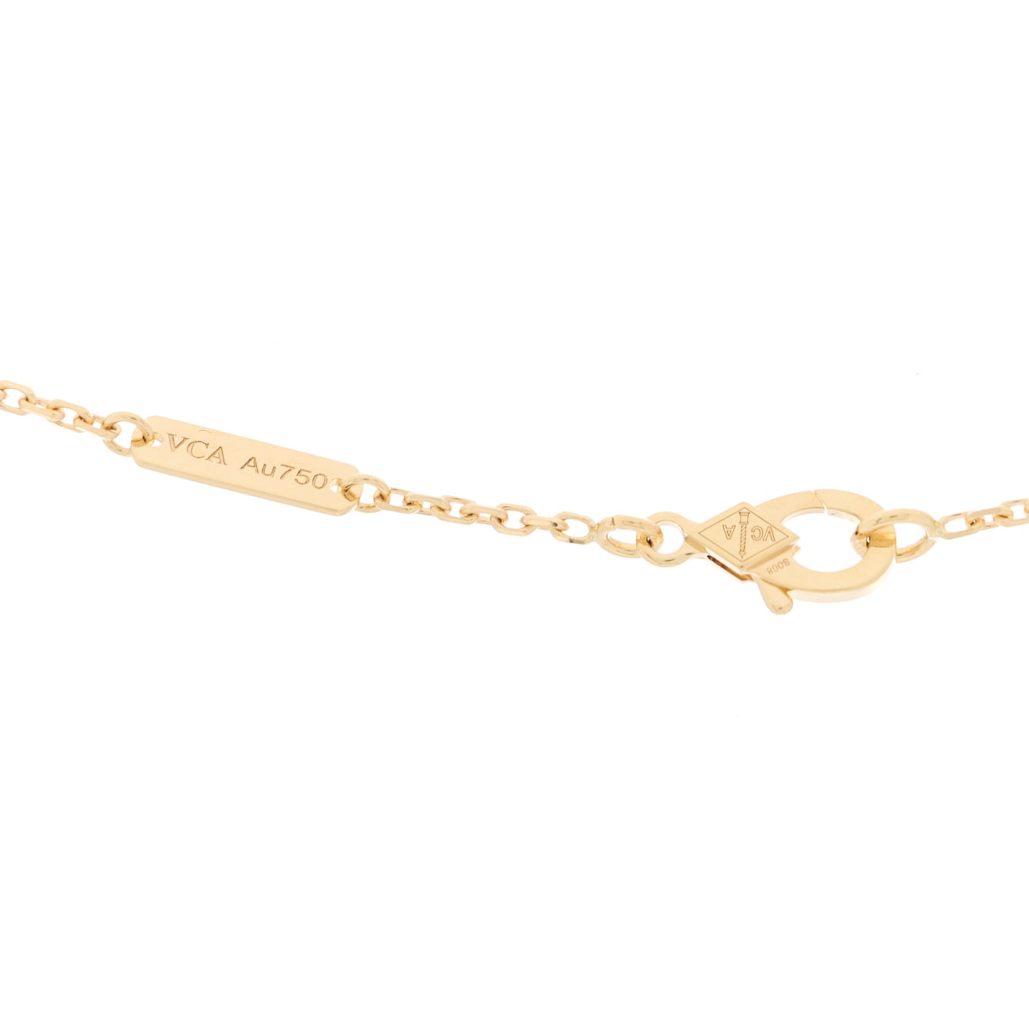 18K Yellow Gold Black Onyx Vintage Alhambra Pendant Necklace
