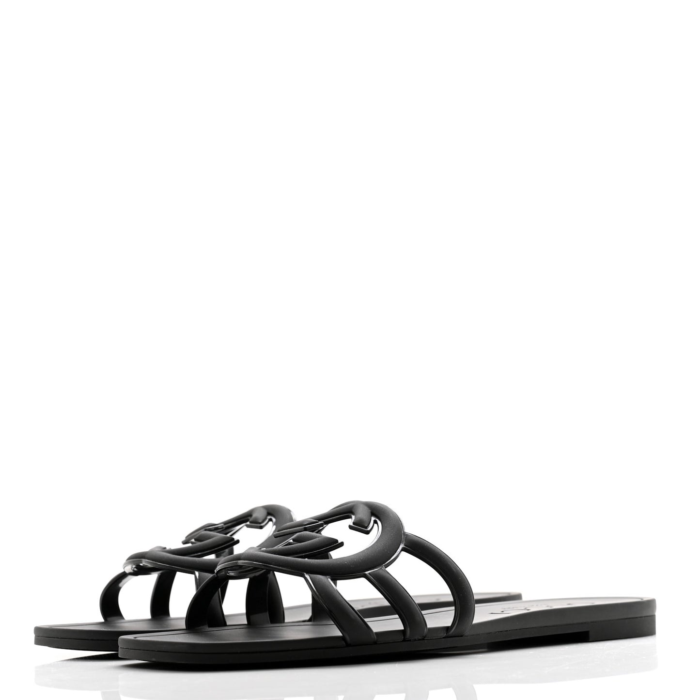 Rubber Womens Interlocking G Slide Sandals Black