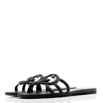 Gucci Rubber Womens Interlocking G Slide Sandals Black 3 of 9