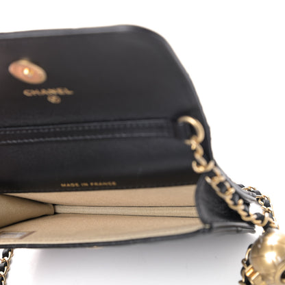 Chanel Lambskin Quilted Pearl Crush Clutch With Chain Black 4 of 4