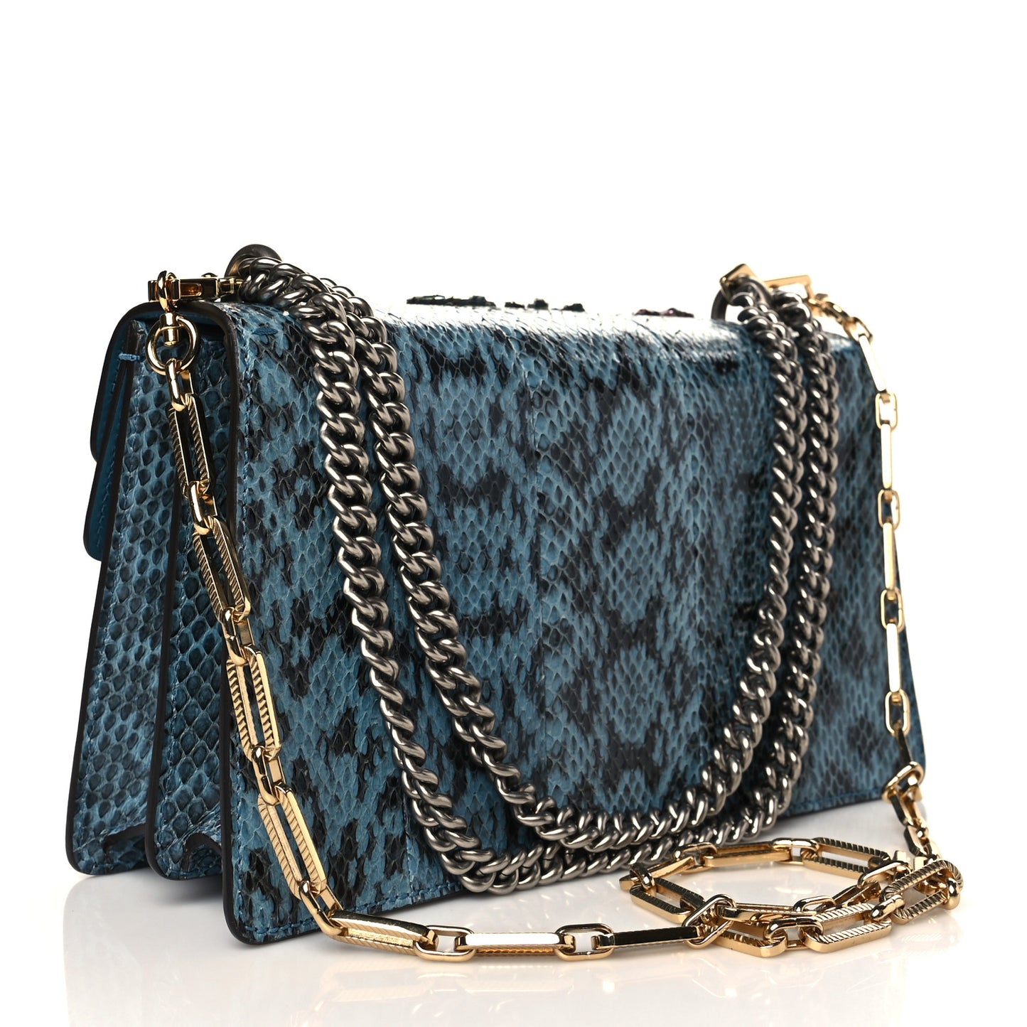 Snakeskin Blind For Love Embroidered Small Dionysus Shoulder Bag Ultramarine Multicolor