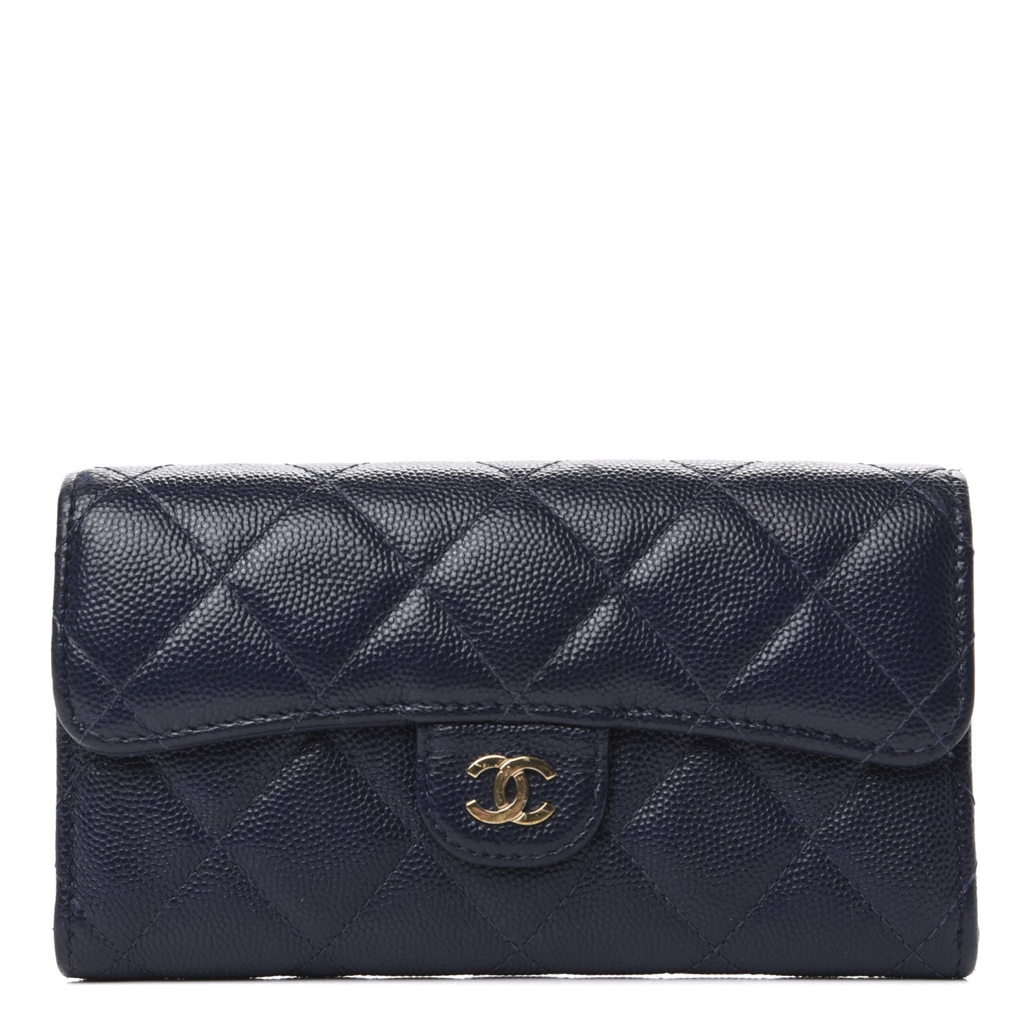 Chanel Caviar Quilted Small Flap Wallet Navy Blue 1 of 8