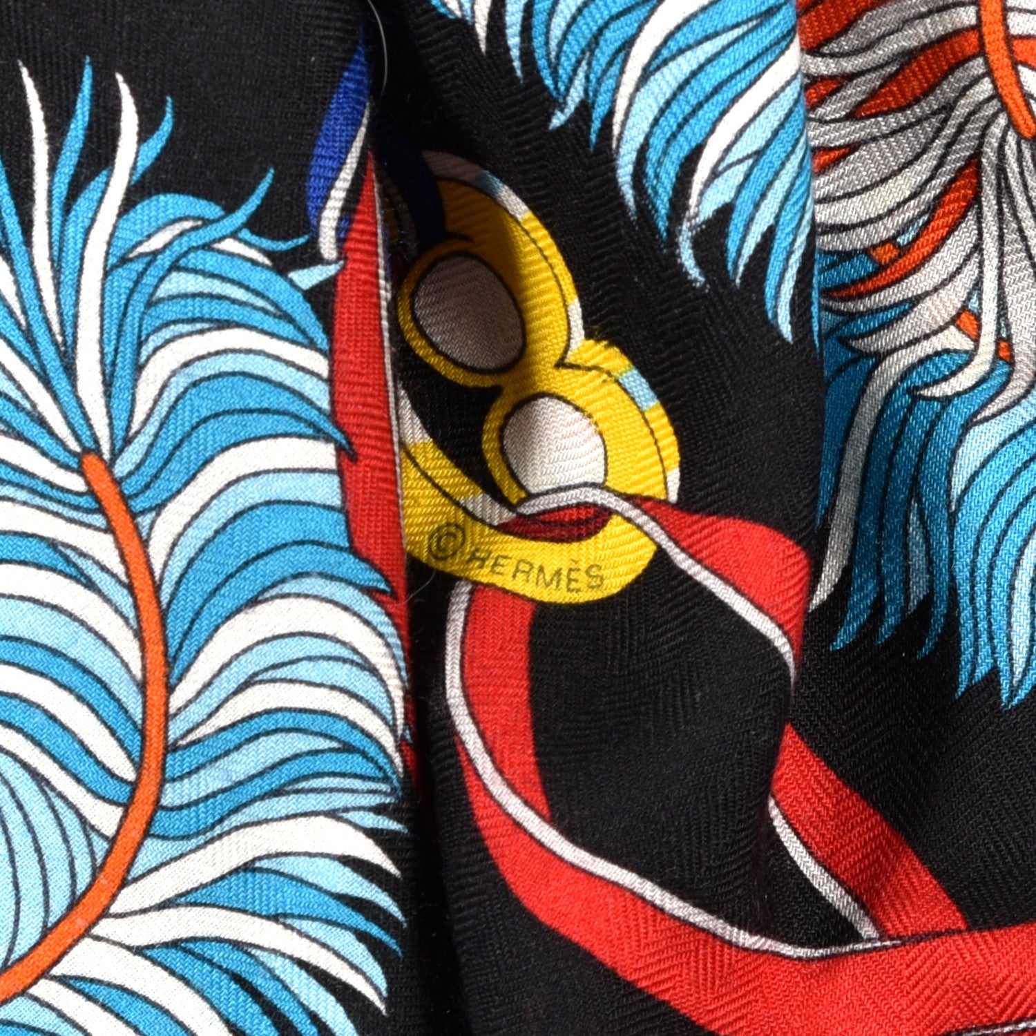 Hermes Cashmere Silk Sous L'Egide De Mars Shawl 140 Black Rouge Multicolor 3 of 6