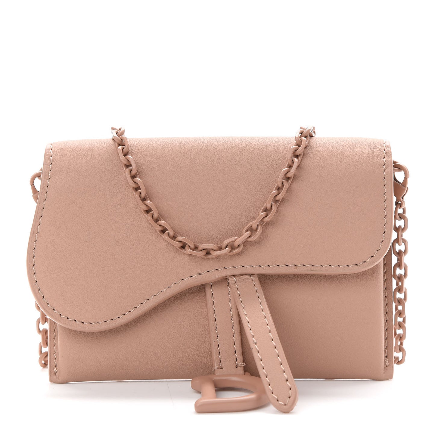 Ultra Matte Calfskin Nano Saddle Chain Pouch Rose Des Vents