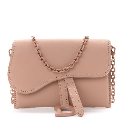 Christian Dior Ultra Matte Calfskin Nano Saddle Chain Pouch Rose Des Vents 1 of 9