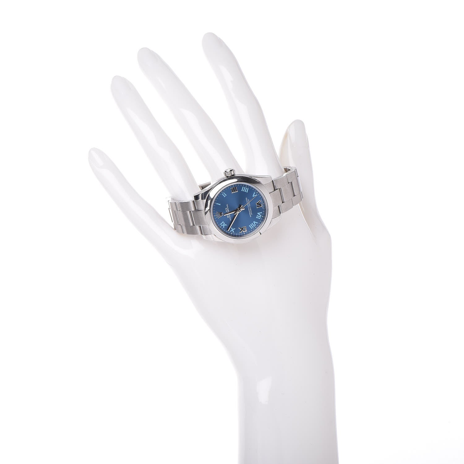 Rolex Stainless Steel 31mm Oyster Perpetual Watch Azzurro Blue Roman 177200 2 of 7