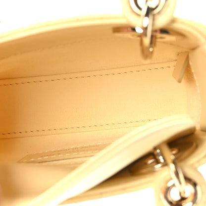 Christian Dior Lambskin Cannage Micro Lady Dior Soft Yellow 5 of 9