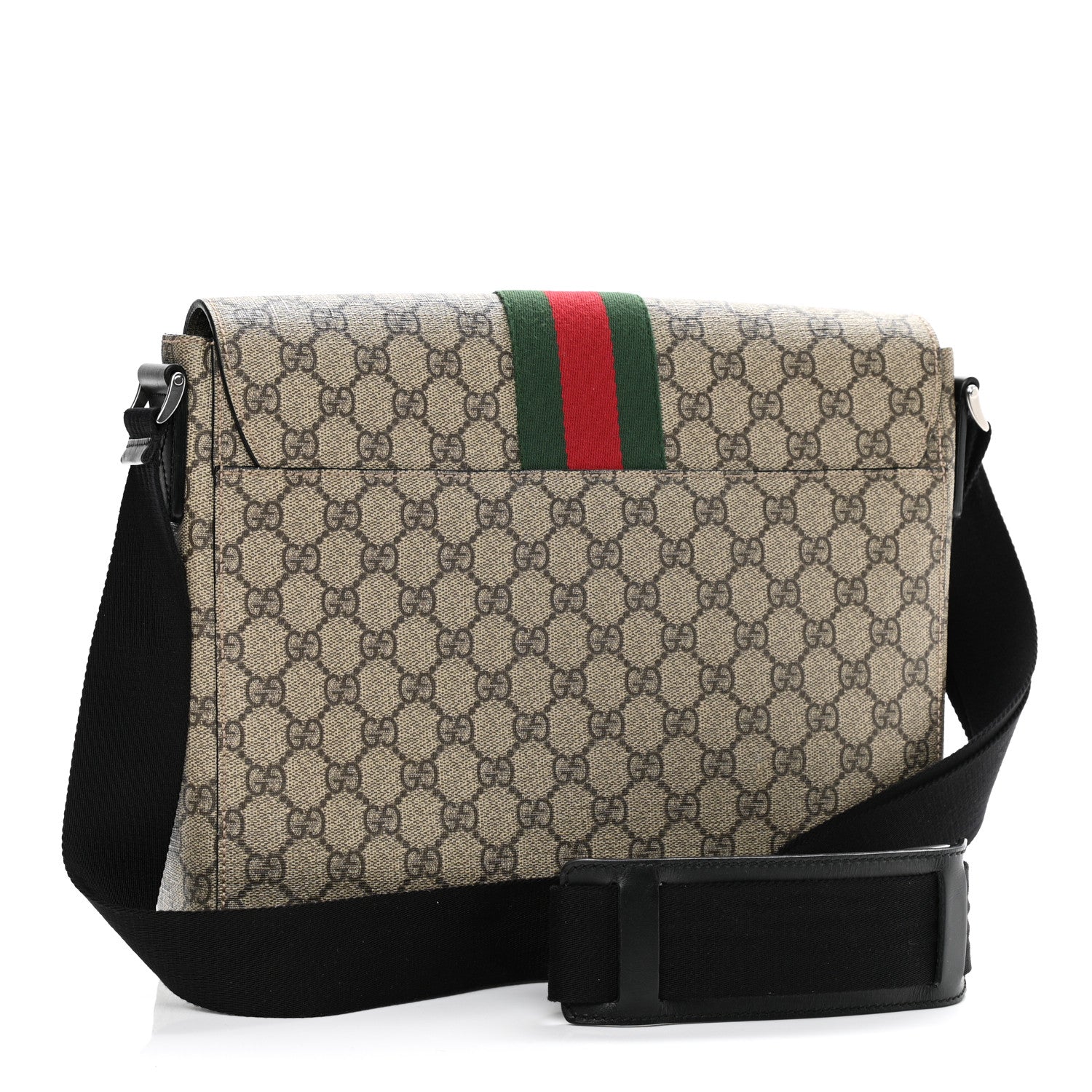Gucci GG Supreme Monogram Web Flap Messenger Bag Black 3 of 9