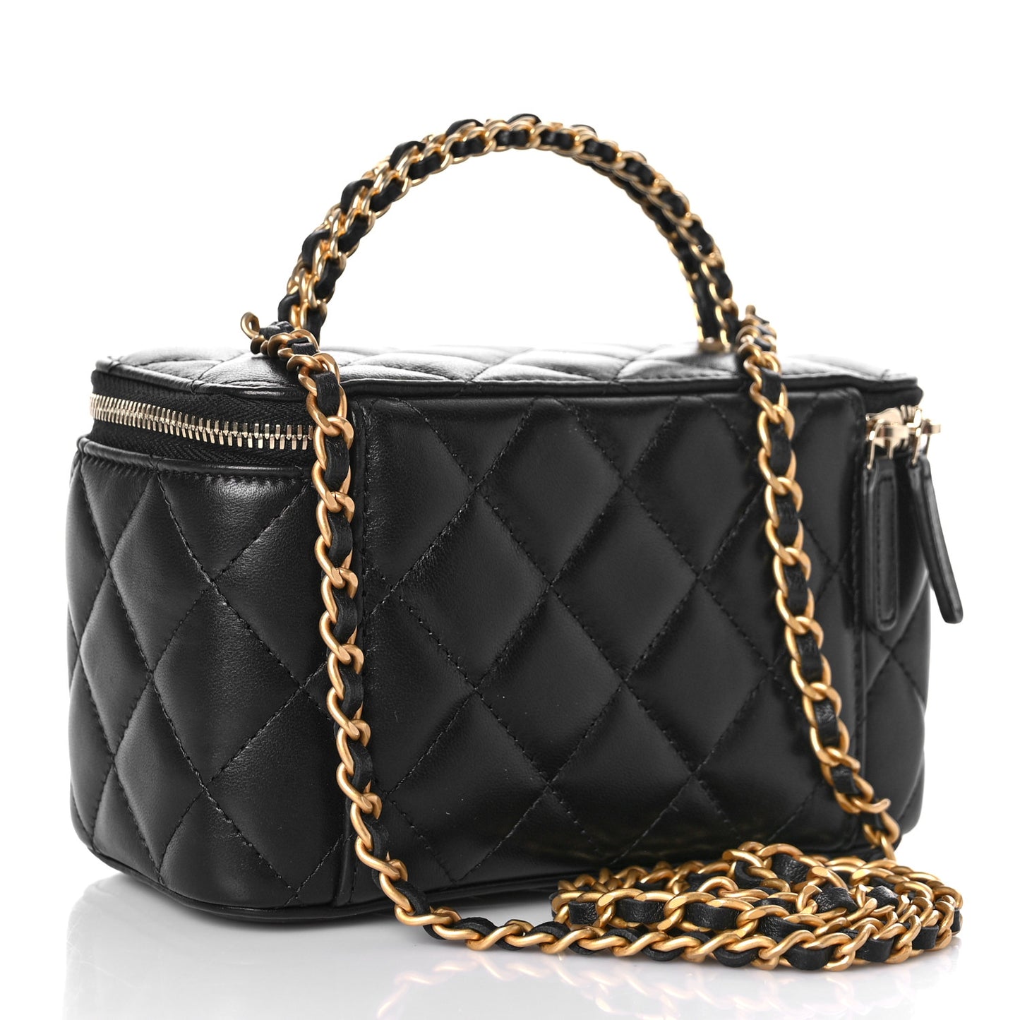 Lambskin Quilted Pick Me Up Vanity Case Black